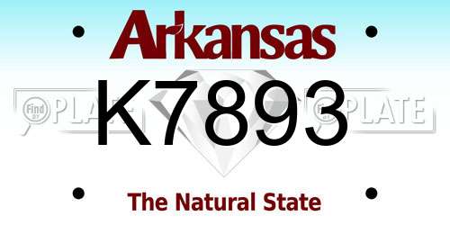 K7893 Arkansas License Plate