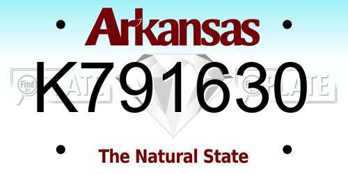 K791630 Arkansas License Plate