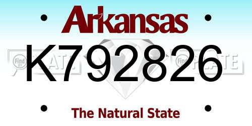 K792826 Arkansas License Plate