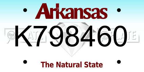 K798460 Arkansas License Plate