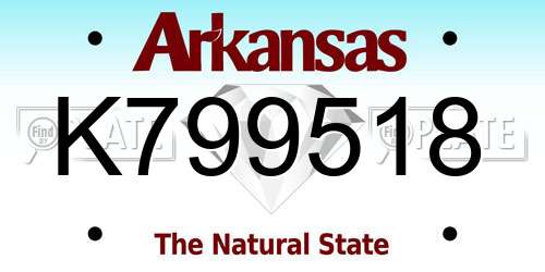 K799518 Arkansas License Plate