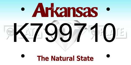 K799710 Arkansas License Plate