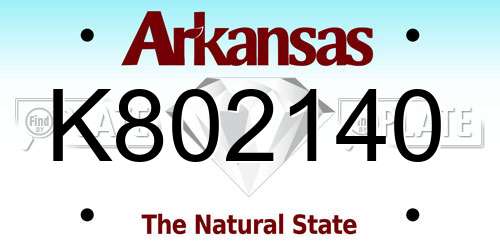 K802140 Arkansas License Plate
