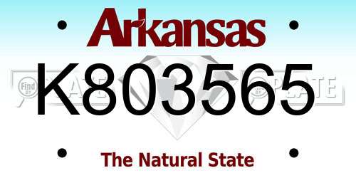 K803565 Arkansas License Plate