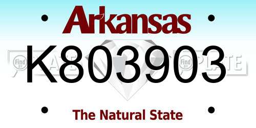 K803903 Arkansas License Plate