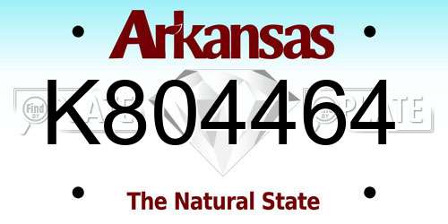 K804464 Arkansas License Plate