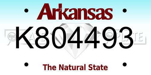 K804493 Arkansas License Plate