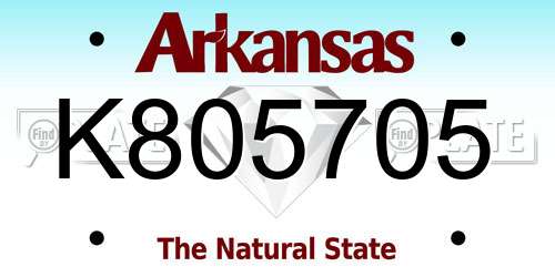 K805705 Arkansas License Plate
