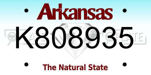 K808935 Arkansas License Plate
