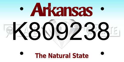 K809238 Arkansas License Plate