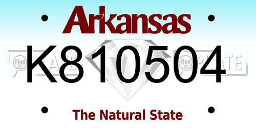K810504 Arkansas License Plate