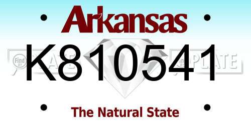 K810541 Arkansas License Plate