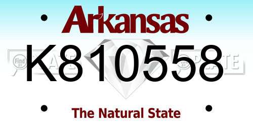 K810558 Arkansas License Plate