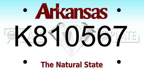 K810567 Arkansas License Plate