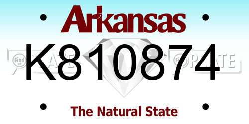 K810874 Arkansas License Plate