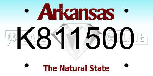 K811500 Arkansas License Plate