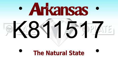 K811517 Arkansas License Plate