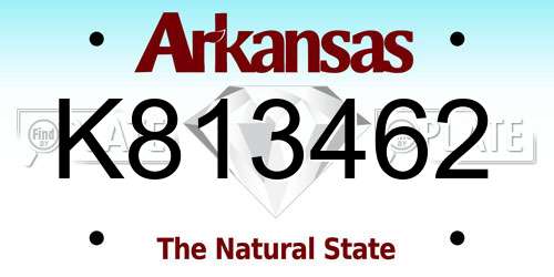 K813462 Arkansas License Plate