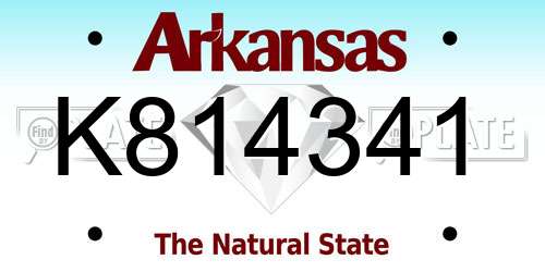 K814341 Arkansas License Plate