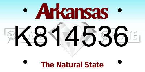 K814536 Arkansas License Plate