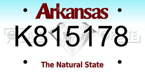 K815178 Arkansas License Plate