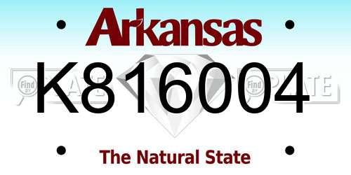 K816004 Arkansas License Plate