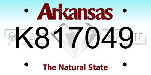 K817049 Arkansas License Plate