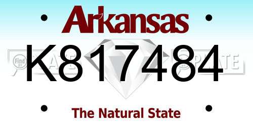 K817484 Arkansas License Plate