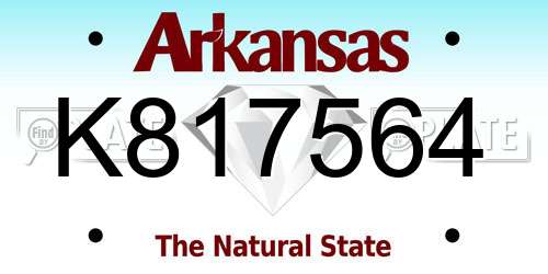 K817564 Arkansas License Plate