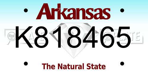 K818465 Arkansas License Plate