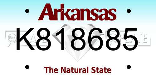 K818685 Arkansas License Plate