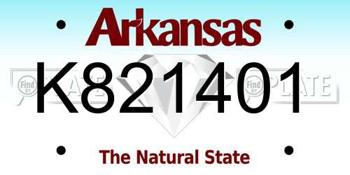 K821401 Arkansas License Plate