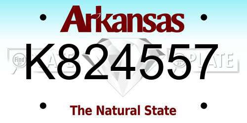 K824557 Arkansas License Plate