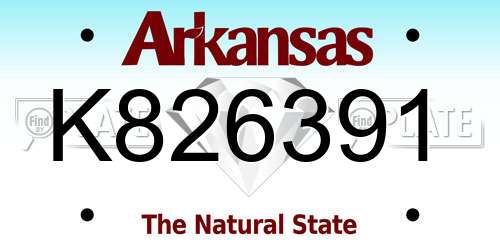 K826391 Arkansas License Plate