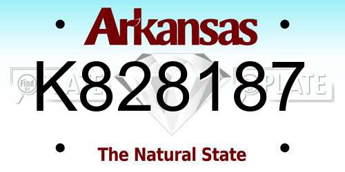 K828187 Arkansas License Plate