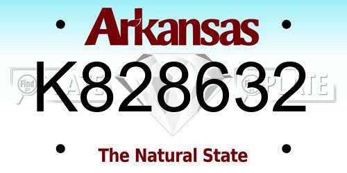 K828632 Arkansas License Plate