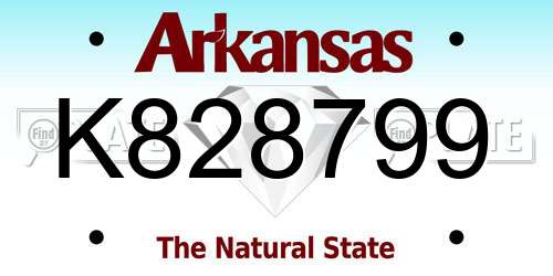 K828799 Arkansas License Plate