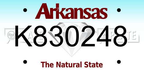 K830248 Arkansas License Plate