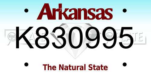 K830995 Arkansas License Plate