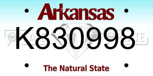 K830998 Arkansas License Plate