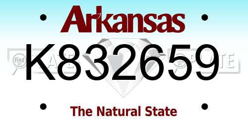 K832659 Arkansas License Plate