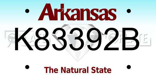 K83392B Arkansas License Plate
