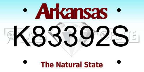 K83392S Arkansas License Plate