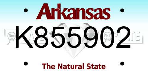 K855902 Arkansas License Plate