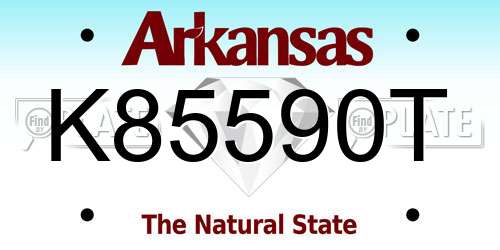 K85590T Arkansas License Plate