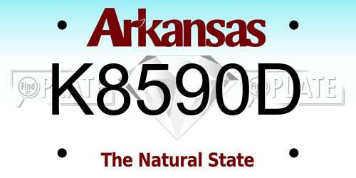K8590D Arkansas License Plate