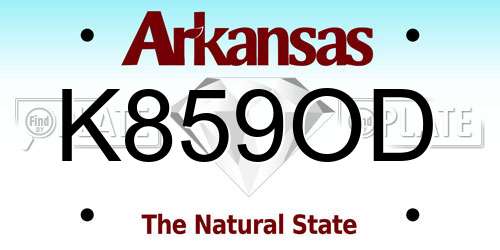 K859OD Arkansas License Plate