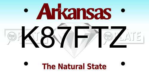 K87FTZ Arkansas License Plate