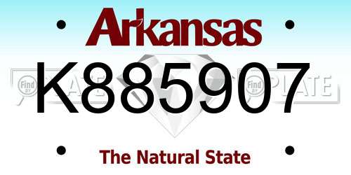 K885907 Arkansas License Plate