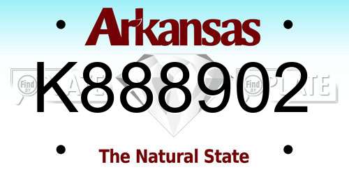 K888902 Arkansas License Plate